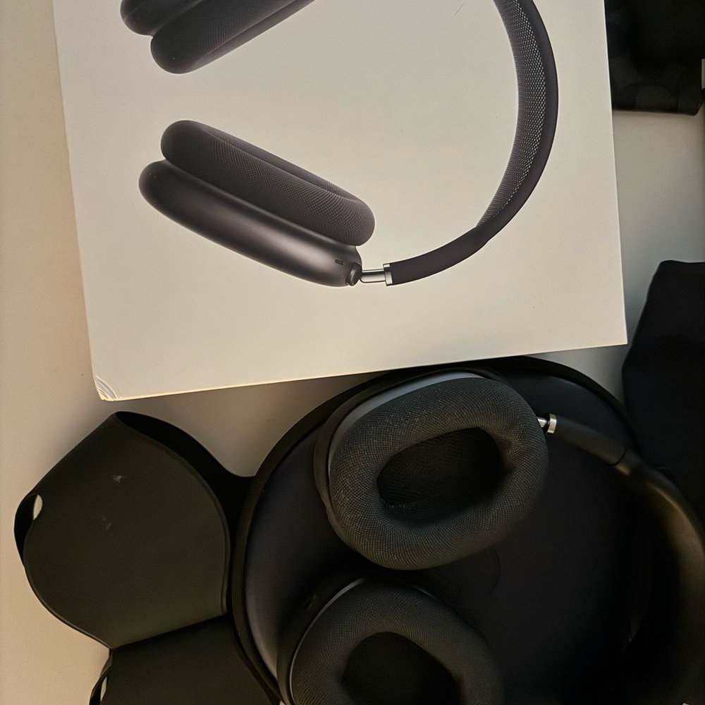 AirPod max with box, headband cover, ear cup cover, Best buy warranty.